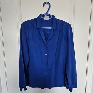 Vintage Elegant Blue Women's Blouse